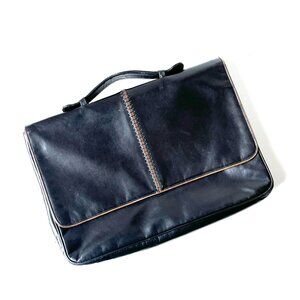 Vintage Charles Jourdan Paris Black Leather Envelope Attache Laptop Briefcase